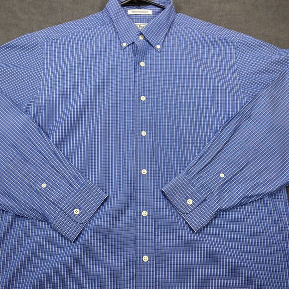 L.L. Bean Mens Blue Wrinkle-Resistant Button-Down Shirt Size L Reg 100% Cotton - Picture 2 of 12